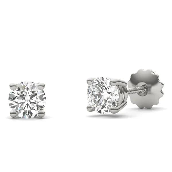 Round Brilliant Four-Prong Basket Screw-Back Stud
