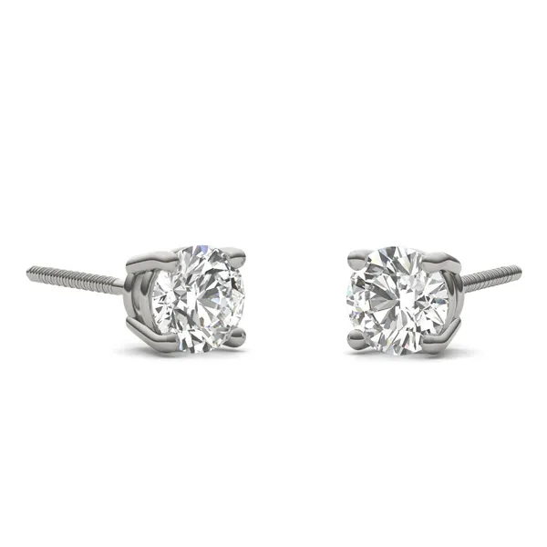 Round Brilliant Four-Prong Basket Screw-Back Stud