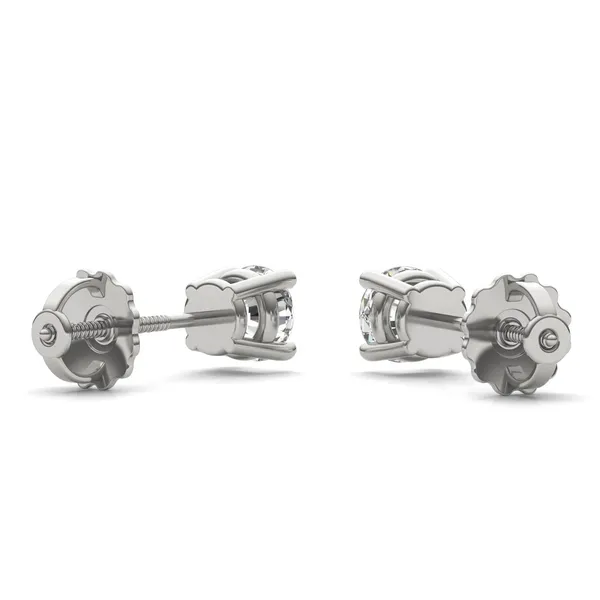 Round Brilliant Four-Prong Basket Screw-Back Stud