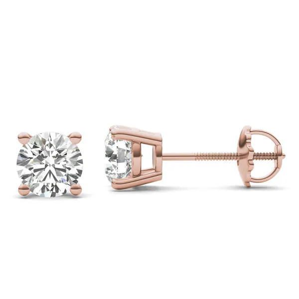Round Brilliant Four-Prong Basket Screw-Back Stud