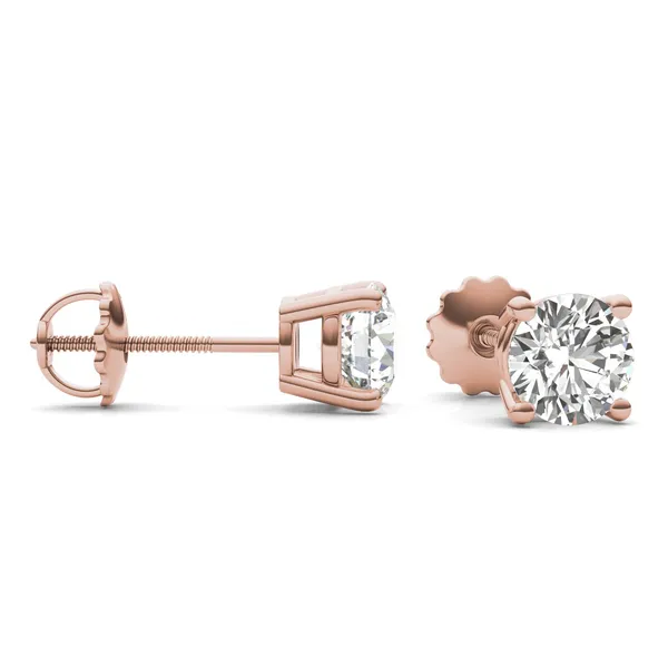 Round Brilliant Four-Prong Basket Screw-Back Stud