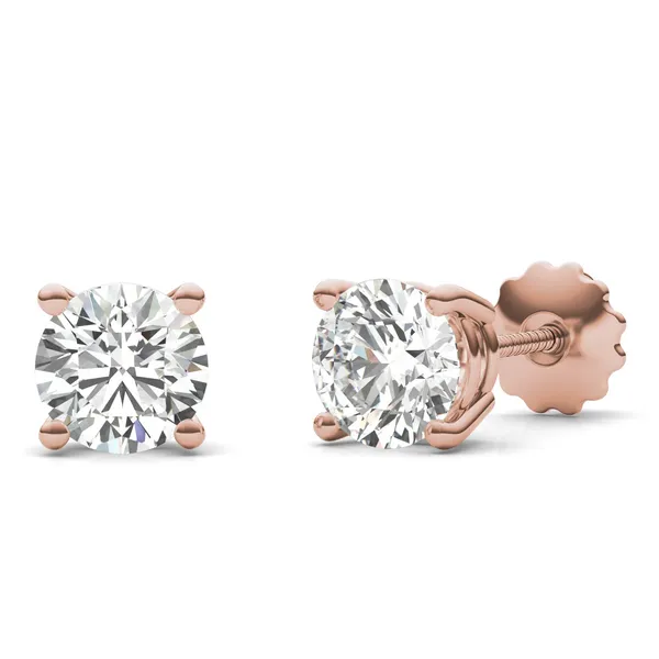 Round Brilliant Four-Prong Basket Screw-Back Stud