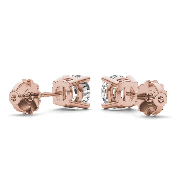 Round Brilliant Four-Prong Basket Screw-Back Stud