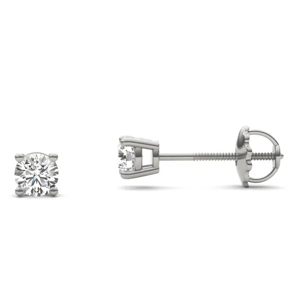 Round Brilliant Four-Prong Basket Screw-Back Stud