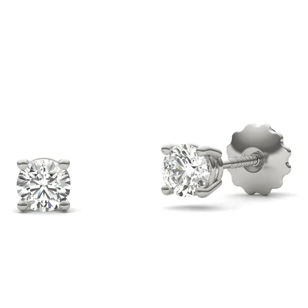 Round Brilliant Four-Prong Basket Screw-Back Stud