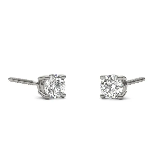 Round Brilliant Four-Prong Basket Screw-Back Stud