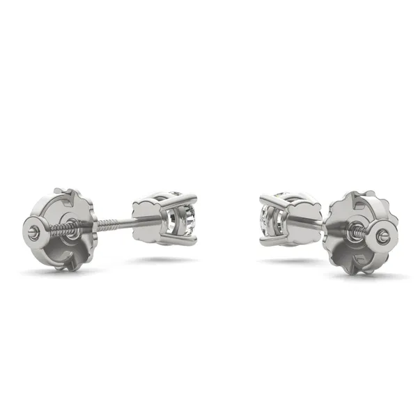Round Brilliant Four-Prong Basket Screw-Back Stud