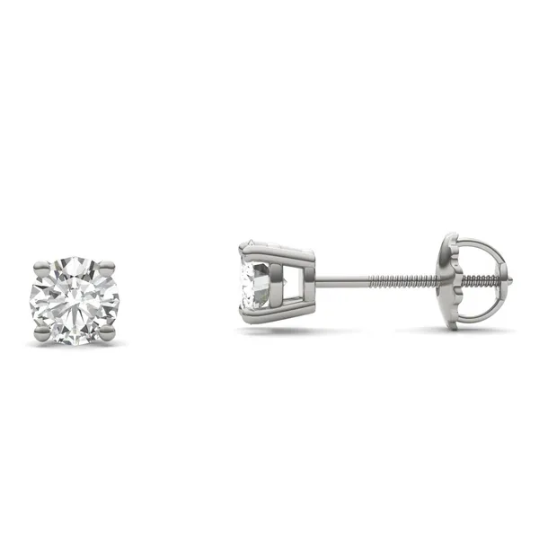 Round Brilliant Four-Prong Basket Screw-Back Stud