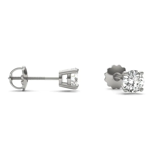 Round Brilliant Four-Prong Basket Screw-Back Stud