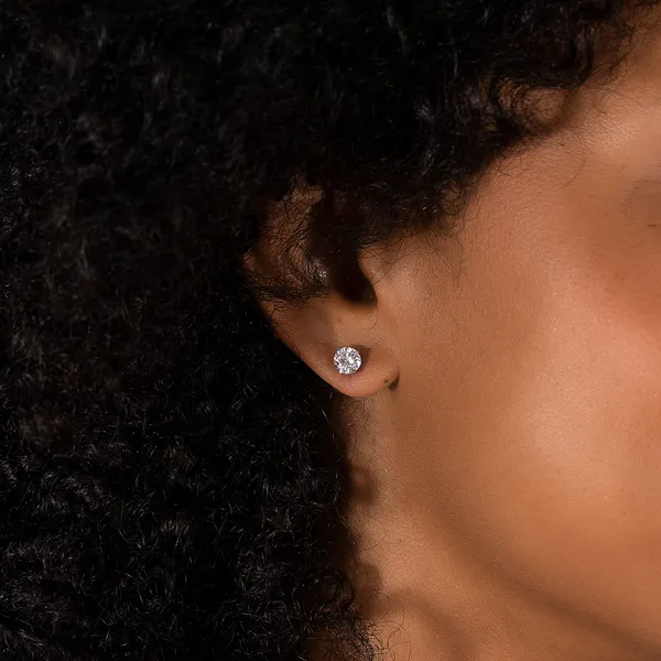 Round Brilliant Four-Prong Basket Stud