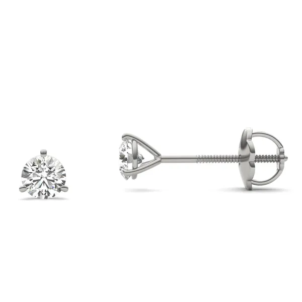 Round Brilliant Three-Prong Martini Screw-Back Stud