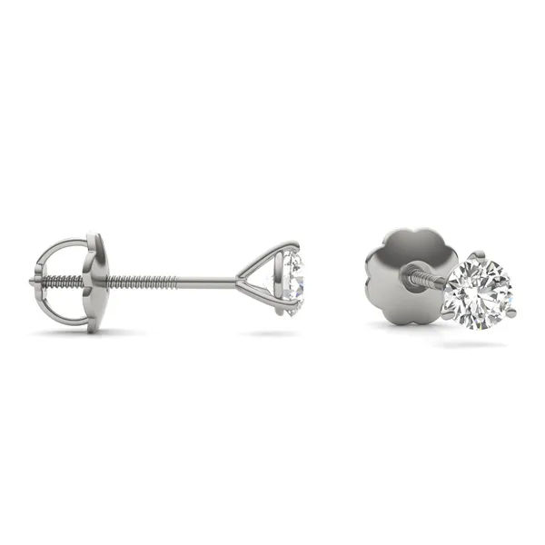 Round Brilliant Three-Prong Martini Screw-Back Stud