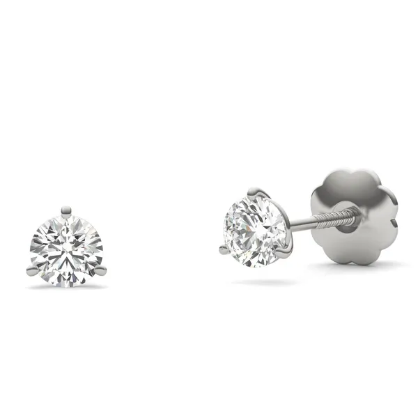 Round Brilliant Three-Prong Martini Screw-Back Stud