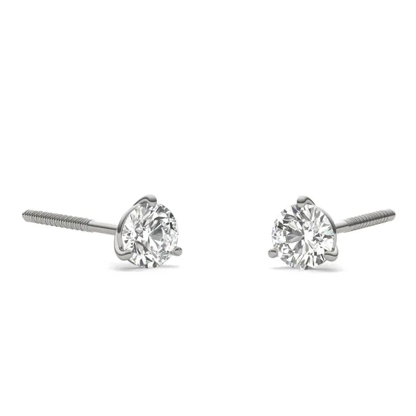 Round Brilliant Three-Prong Martini Screw-Back Stud