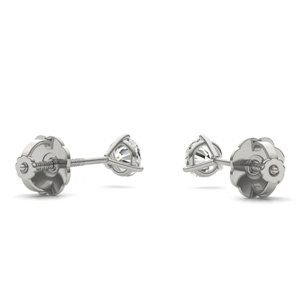 Round Brilliant Three-Prong Martini Screw-Back Stud