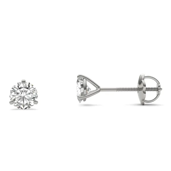 Round Brilliant Three-Prong Martini Screw-Back Stud