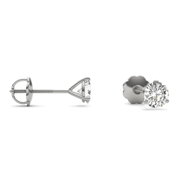 Round Brilliant Three-Prong Martini Screw-Back Stud