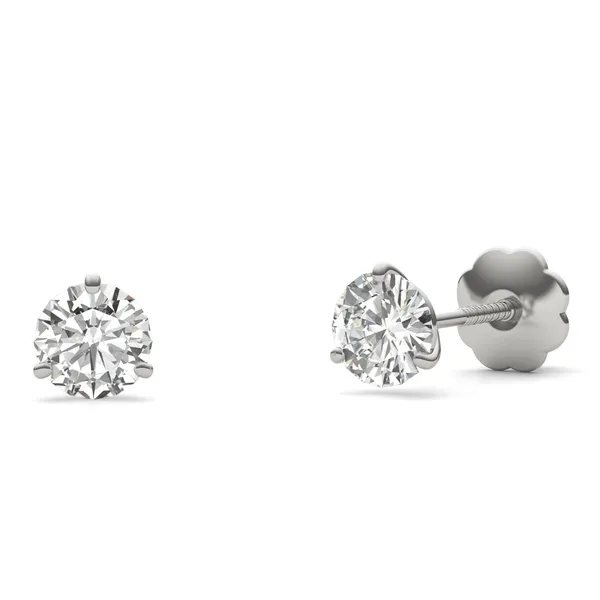 Round Brilliant Three-Prong Martini Screw-Back Stud