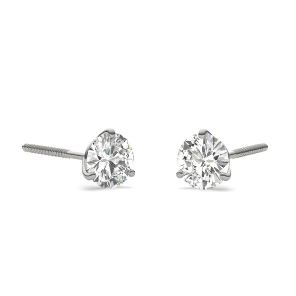 Round Brilliant Three-Prong Martini Screw-Back Stud