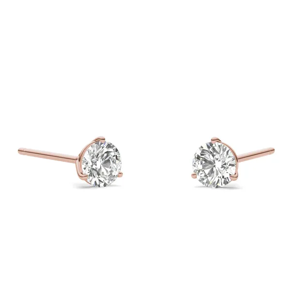 Round Brilliant Three-Prong Martini Stud