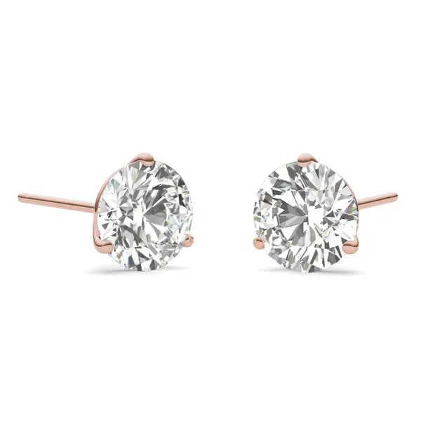 Round Brilliant Three-Prong Martini Stud