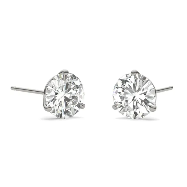 Round Hearts & Arrows Three-Prong Martini Stud