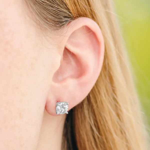 Round Brilliant Four-Prong Petal Stud