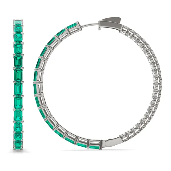 Dyad Alternating Emerald Hoop Earrings