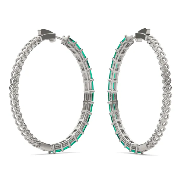 Dyad Alternating Emerald Hoop Earrings