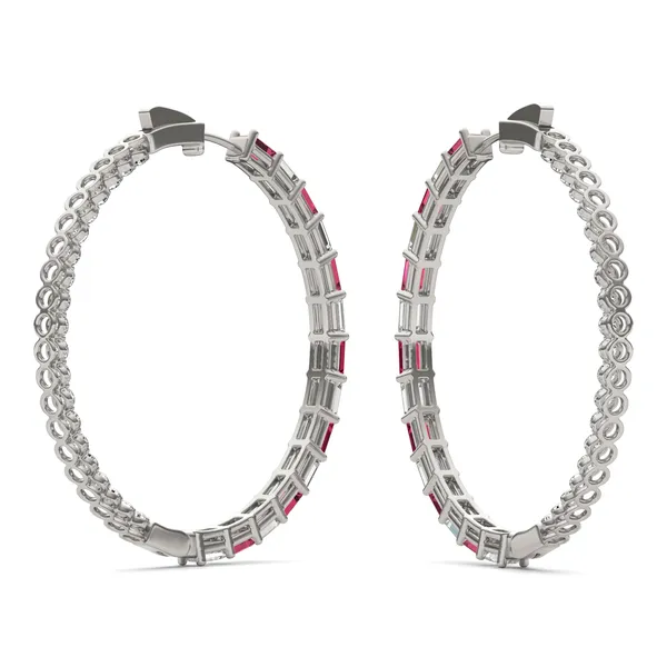 Dyad Alternating Ruby Hoop Earrings
