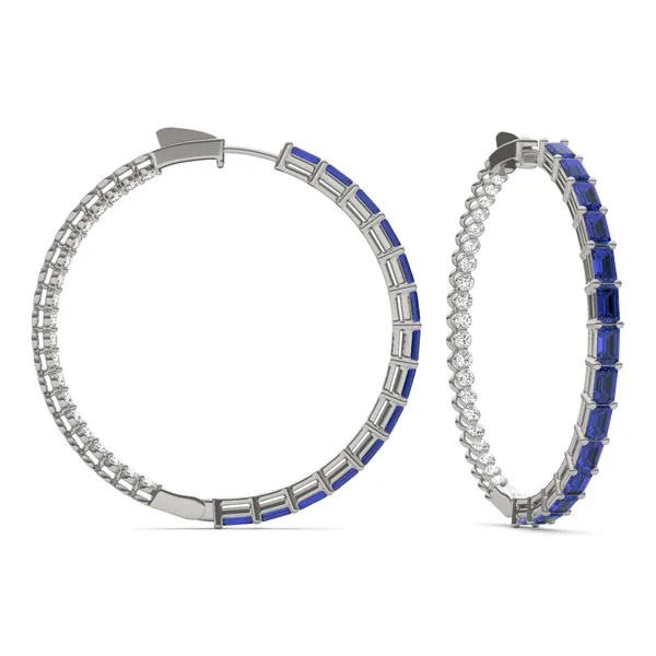 Dyad Alternating Sapphire Hoop Earrings