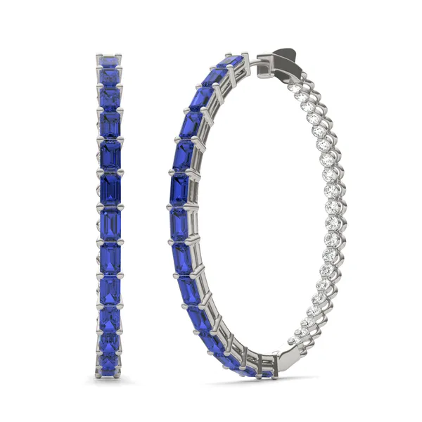 Dyad Alternating Sapphire Hoop Earrings