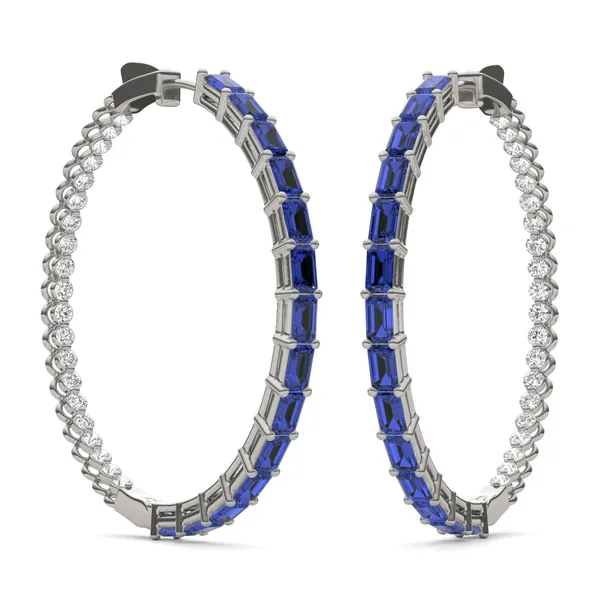 Dyad Alternating Sapphire Hoop Earrings