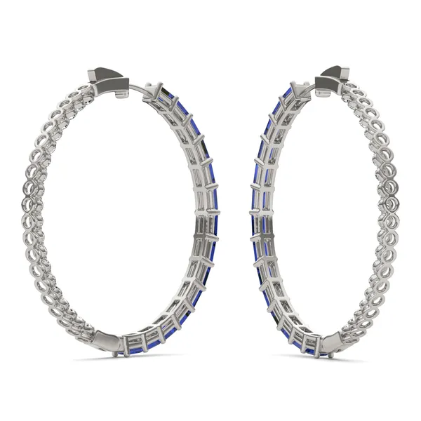 Dyad Alternating Sapphire Hoop Earrings