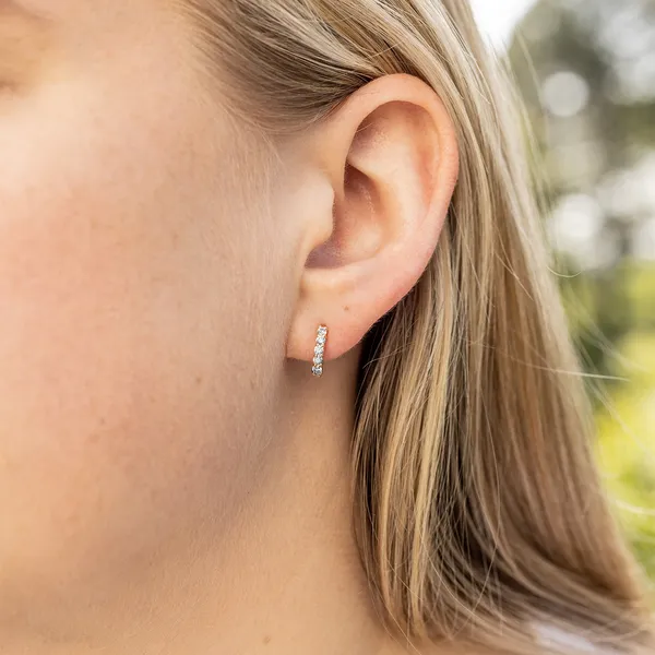J-Hoop Huggie Hoop Earrings