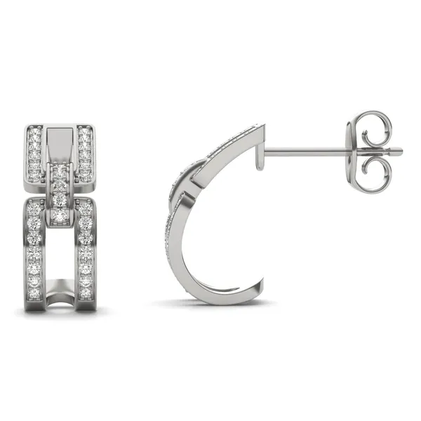 J-Hoop Chain Link Channel Earrings