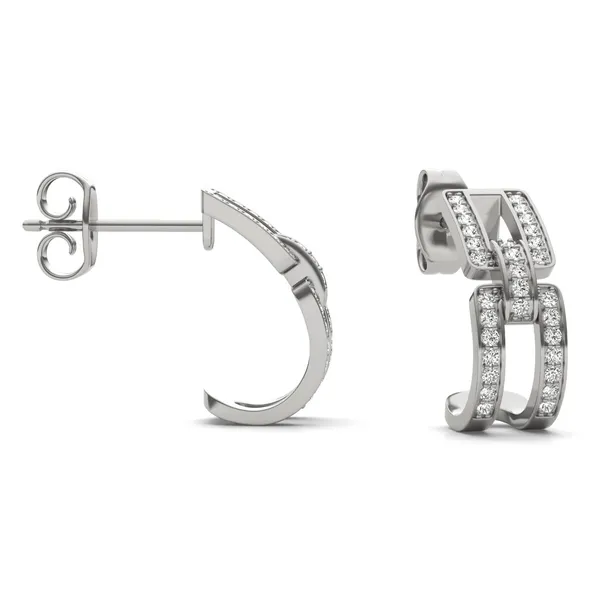 J-Hoop Chain Link Channel Earrings