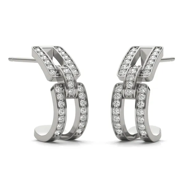 J-Hoop Chain Link Channel Earrings