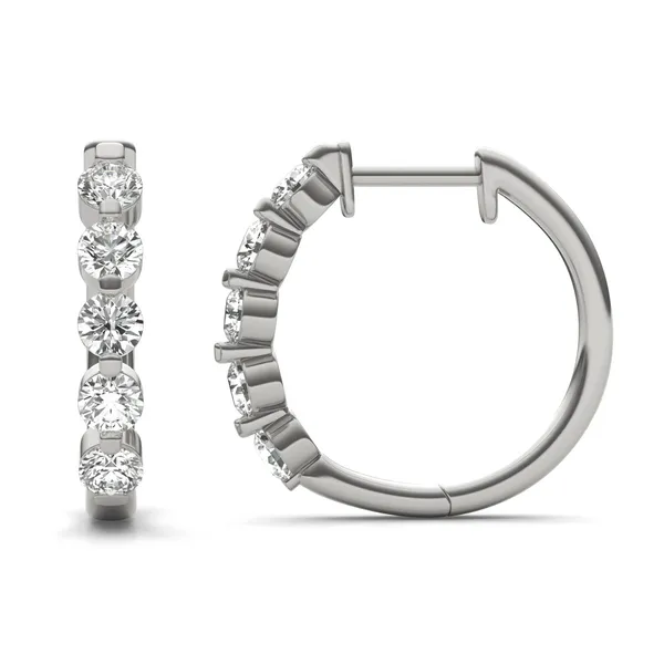 Single Shared Prong Hoop Earrings