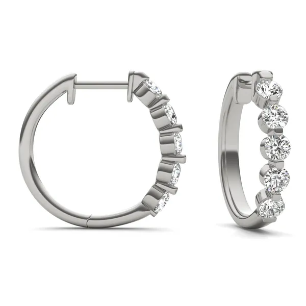 Single Shared Prong Hoop Earrings