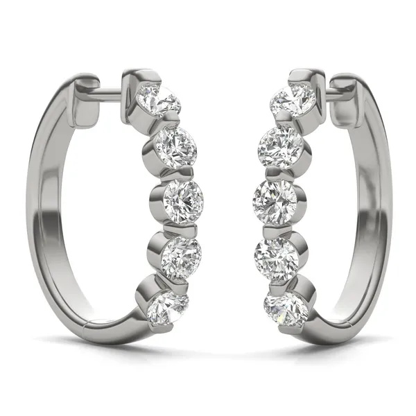 Single Shared Prong Hoop Earrings