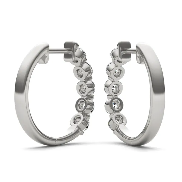 Single Shared Prong Hoop Earrings