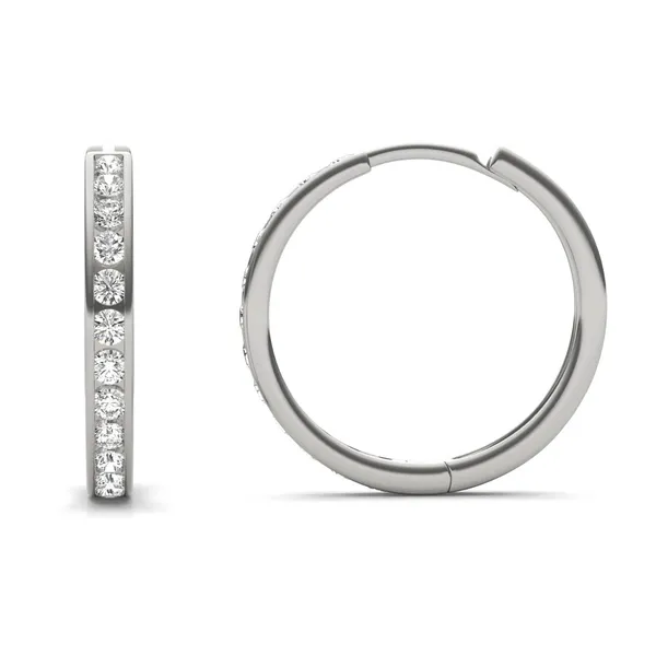 Channel Set Midi Hoop Earrings