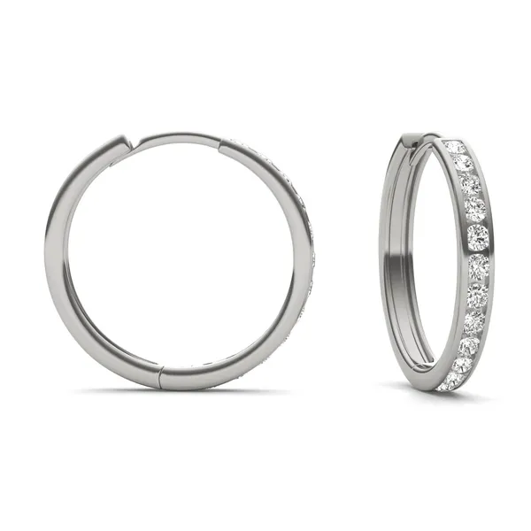 Channel Set Midi Hoop Earrings