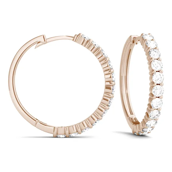 Classic Shared Prong Hoop Earrings