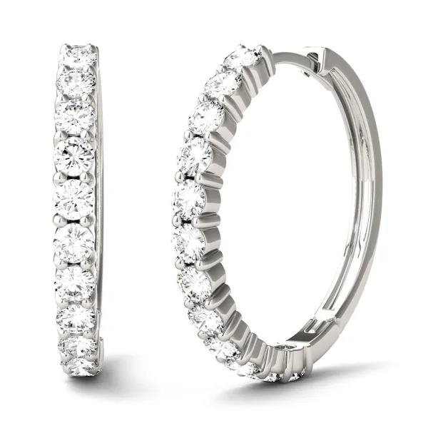 Classic Shared Prong Hoop Earrings