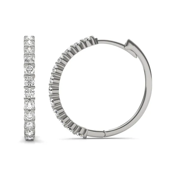 Classic Shared Prong Midi Hoop Earrings