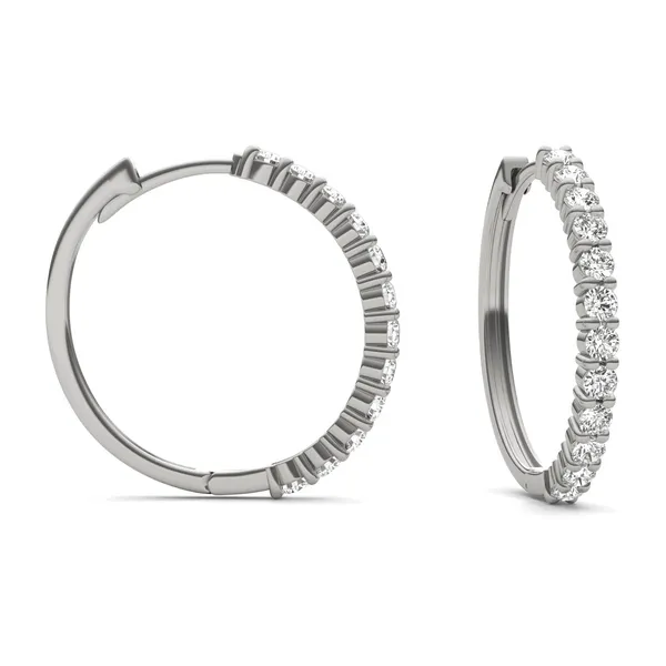 Classic Shared Prong Midi Hoop Earrings