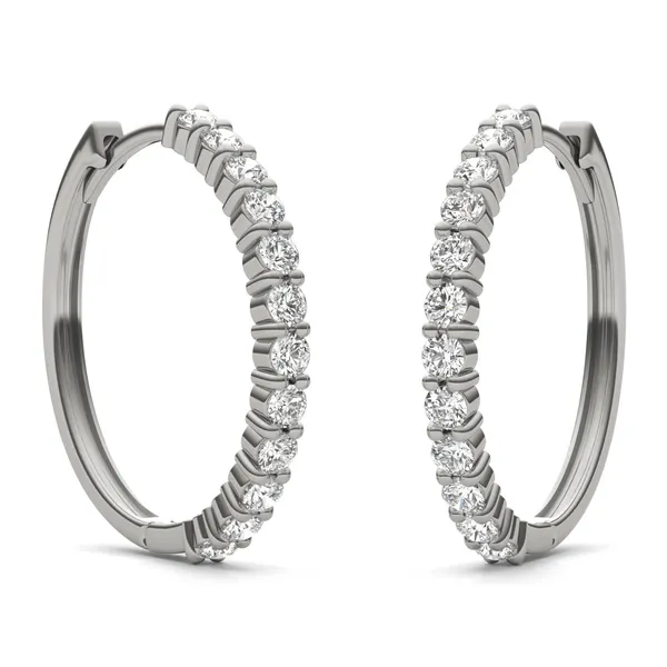 Classic Shared Prong Midi Hoop Earrings