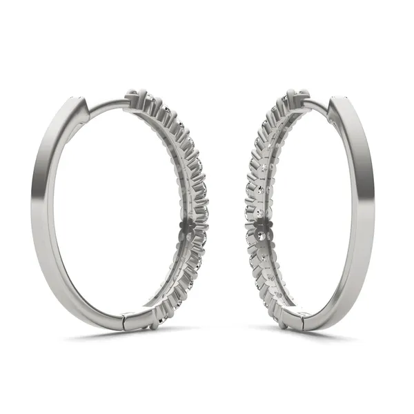 Classic Shared Prong Midi Hoop Earrings